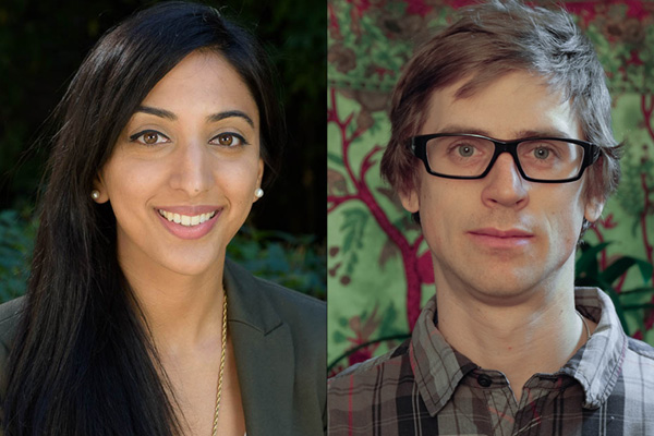 USask postdoctoral fellows Jasmin Bhawra (left) and Elliott Skierszkan will do research on projects related to climate change (photos provided)