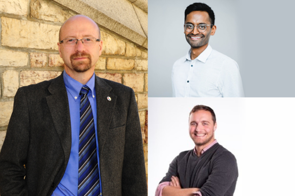 Photo: Dr. Cory Neudorf, Thilina Bandara, and Charles Plante. (Credit: University of Saskatchewan)