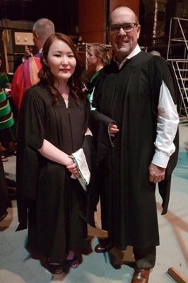 L-R: Mariia Iakovleva and Jim Searson, 2018 Spring Convocation