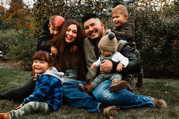 Cassandra Opikokew Wajuntah with her husband, Justin, and their four children. 