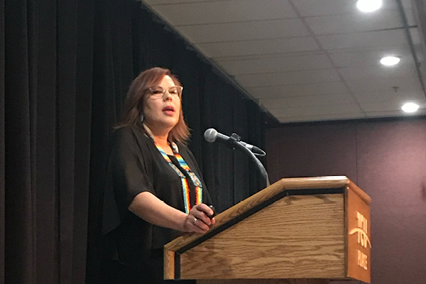 Marcia Mirasty presenting at the 2019 Wicihitowin Indigenous Engagement Conference