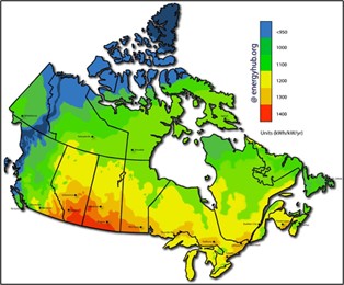 solar energy map of Canada